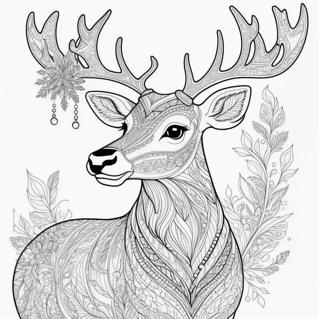 Reindeer coloring pages with intricate designs