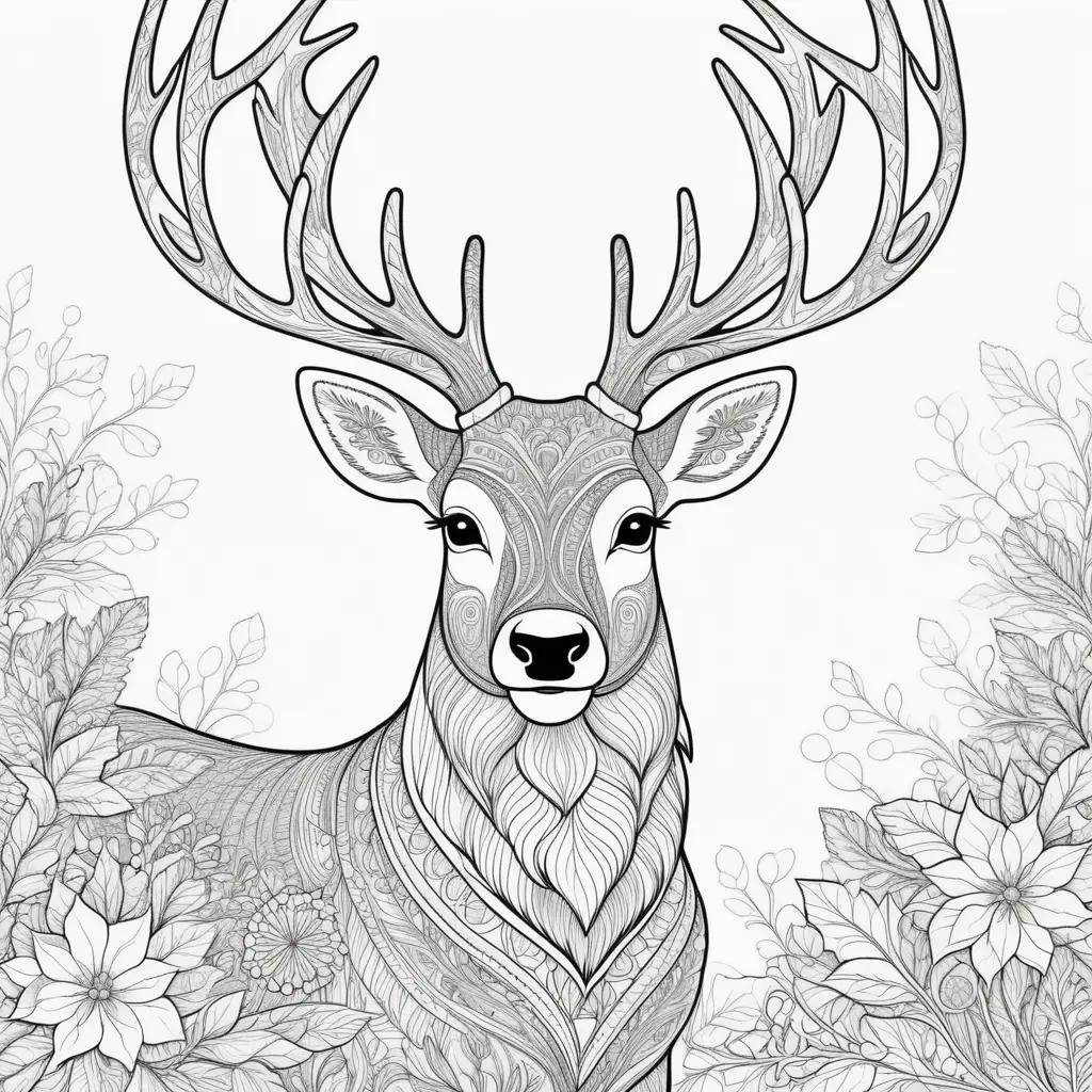 Reindeer coloring pages with intricate designs