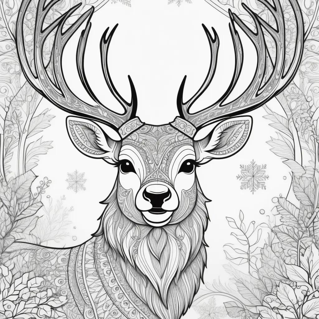 Reindeer coloring pages with intricate patterns and intricate designs