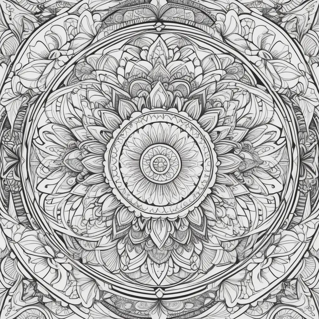 Relaxing adult coloring pages with intricate patterns