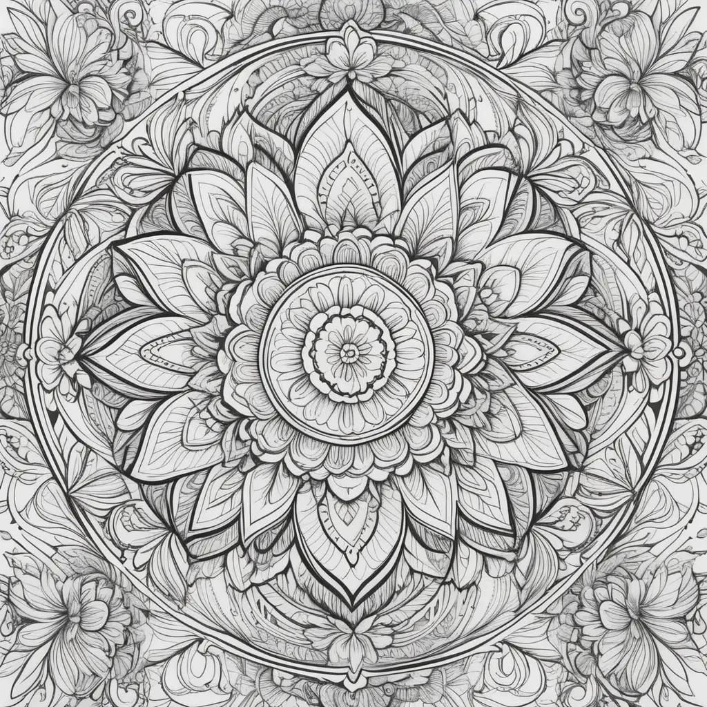 Relaxing coloring pages for adults featuring flowers and mandalas