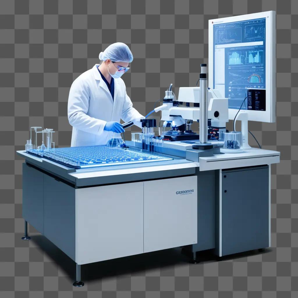 Research laboratory with a microscope and scientist