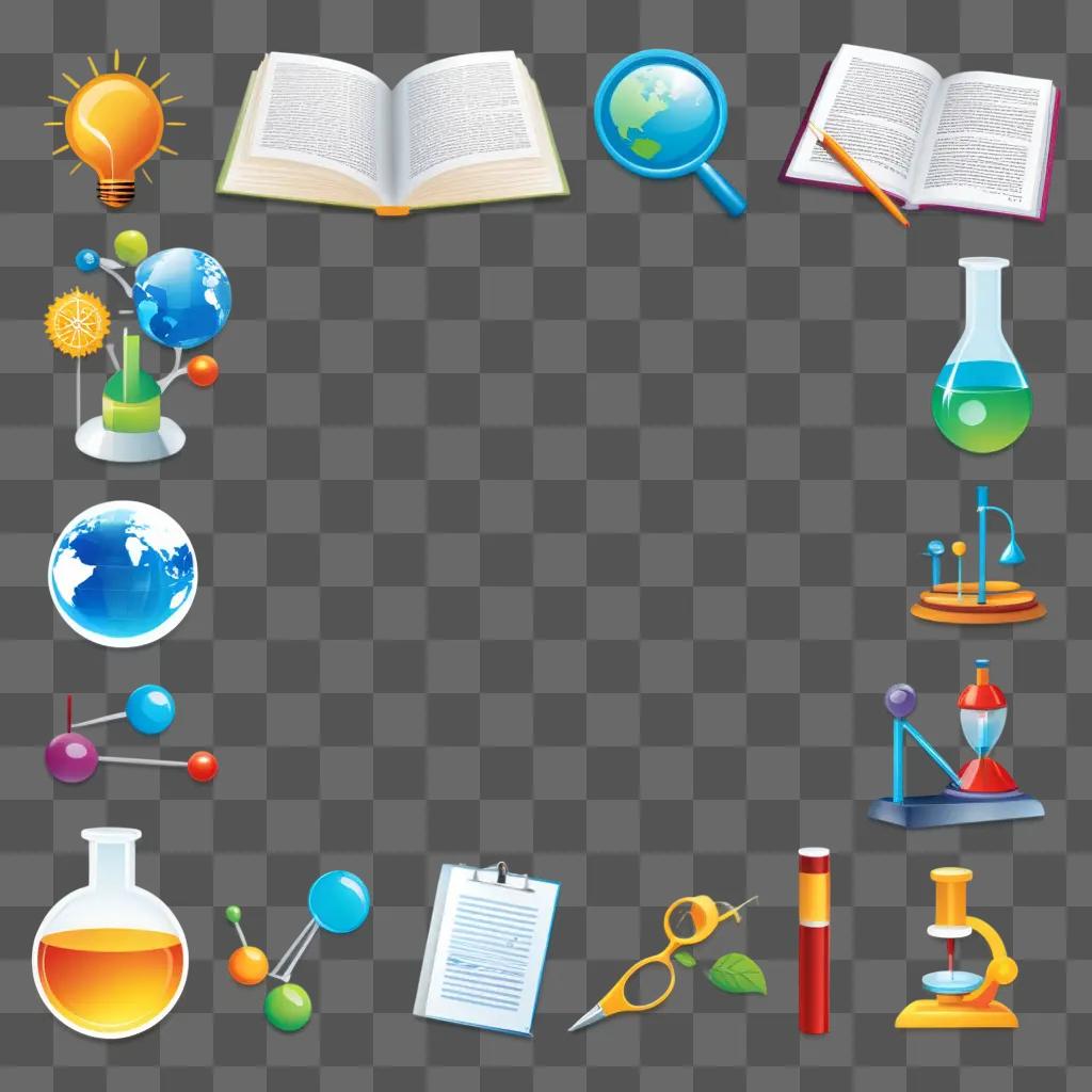 Researching clipart with various science items