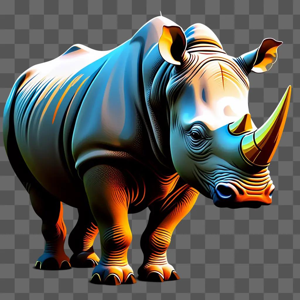 Rhinoceros with glowing horn in the center