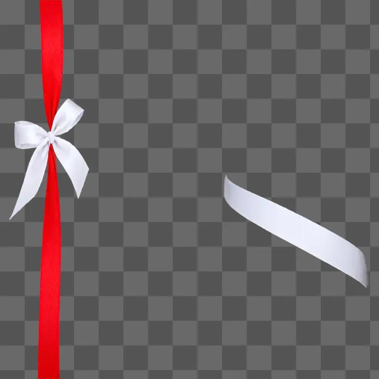 Ribbon clipart of a white ribbon with a red bow