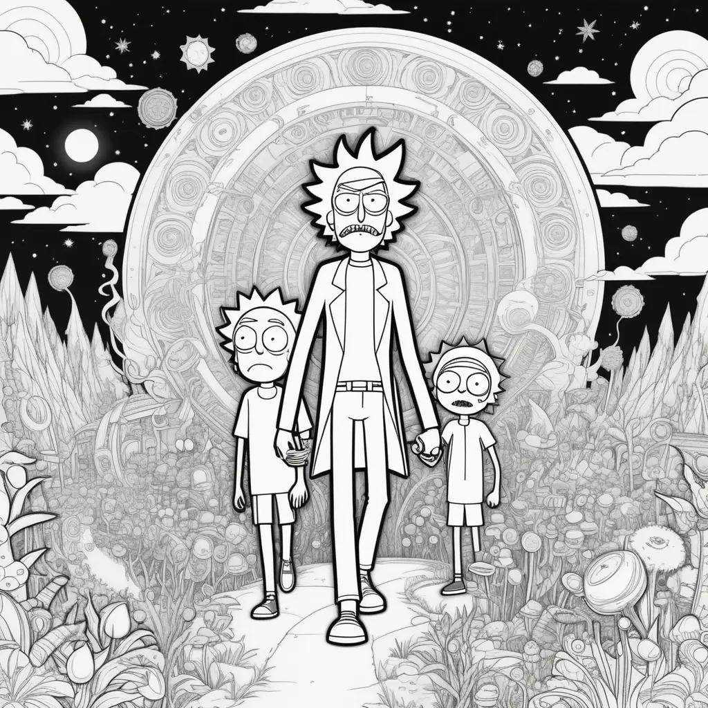 Rick and Morty Coloring Pages Featuring a Magical World