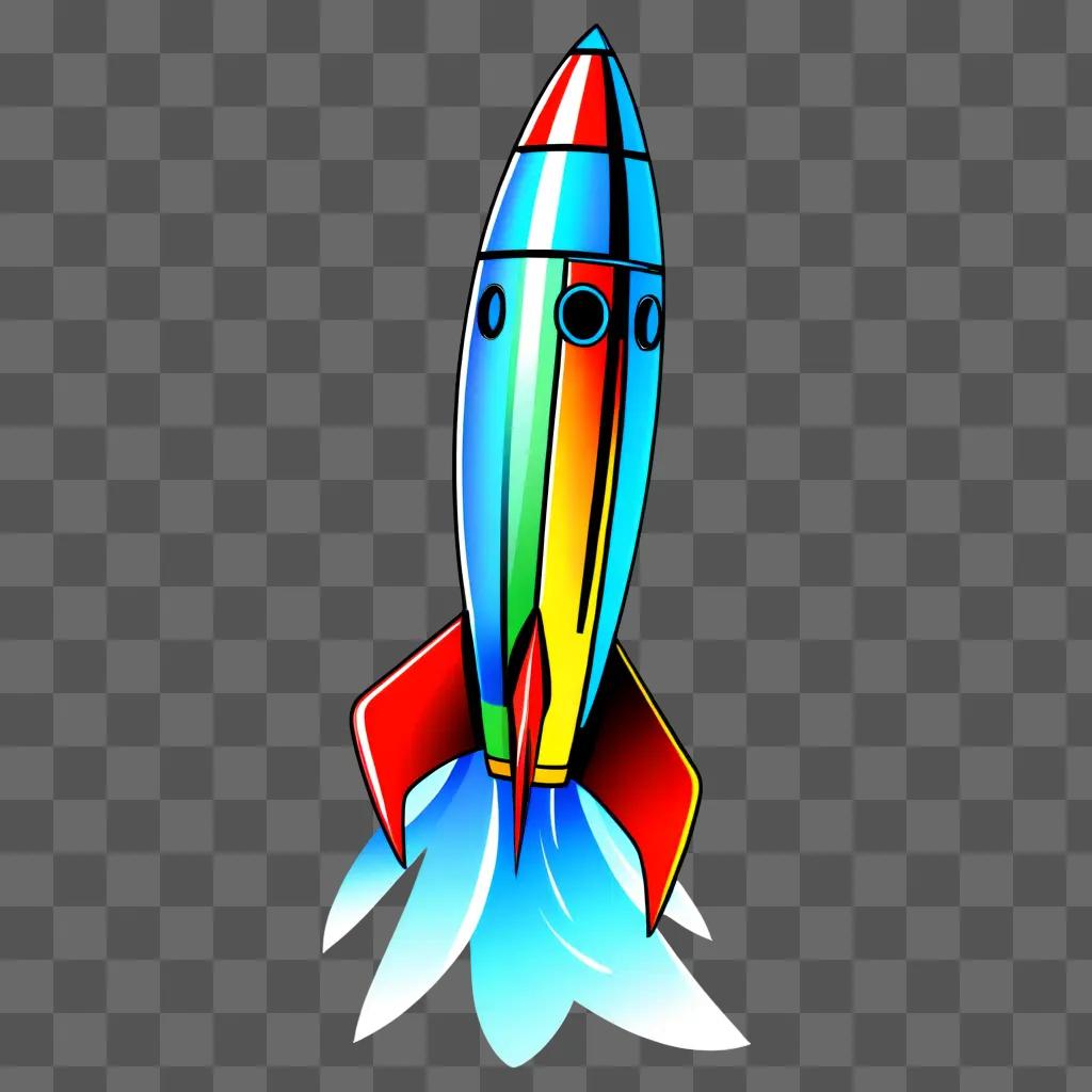 Rocket ship clipart with a brightly colored rocket