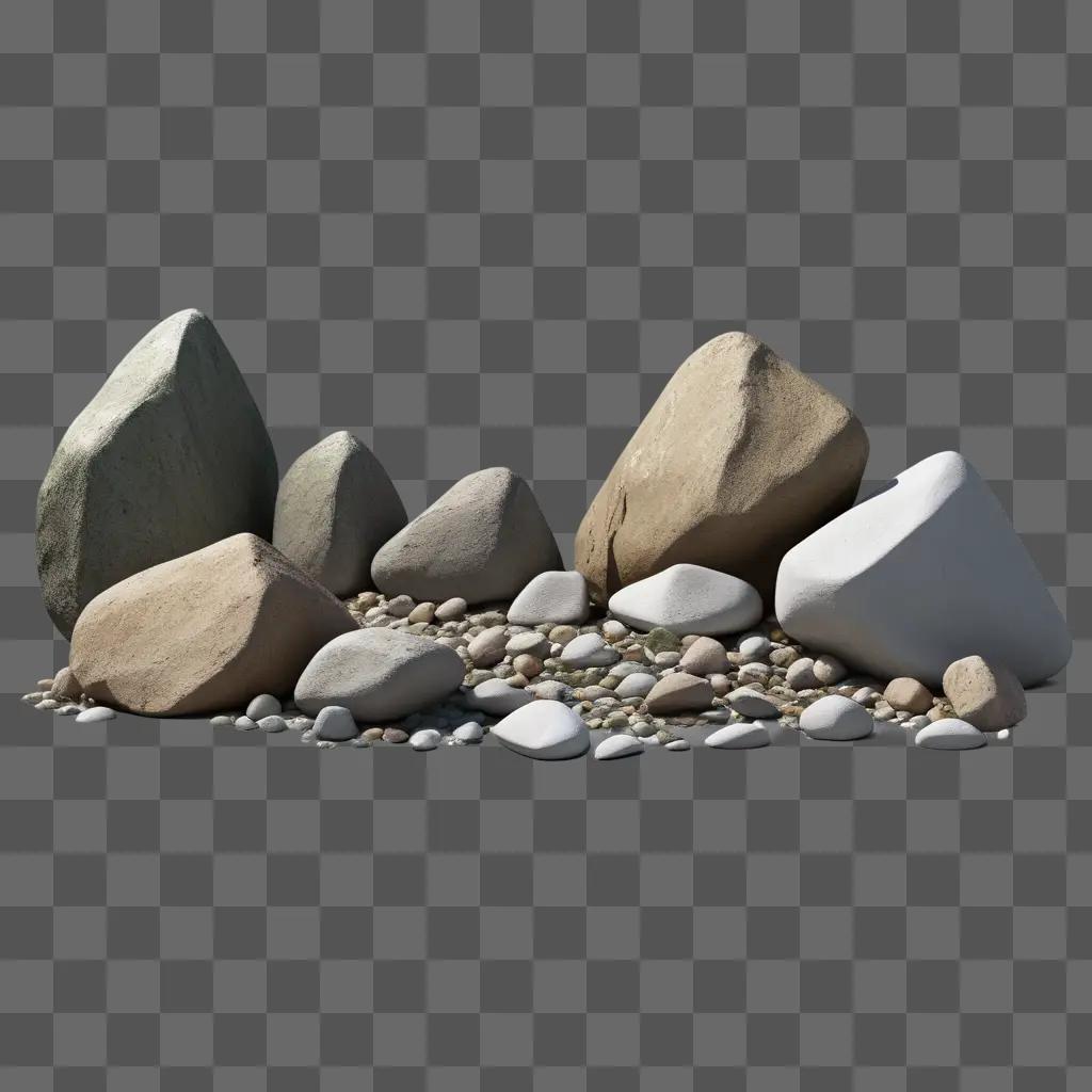 Rocks and pebbles arranged in a row