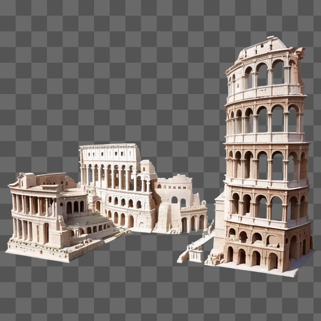 Roman Empire Model with Monument and Arch