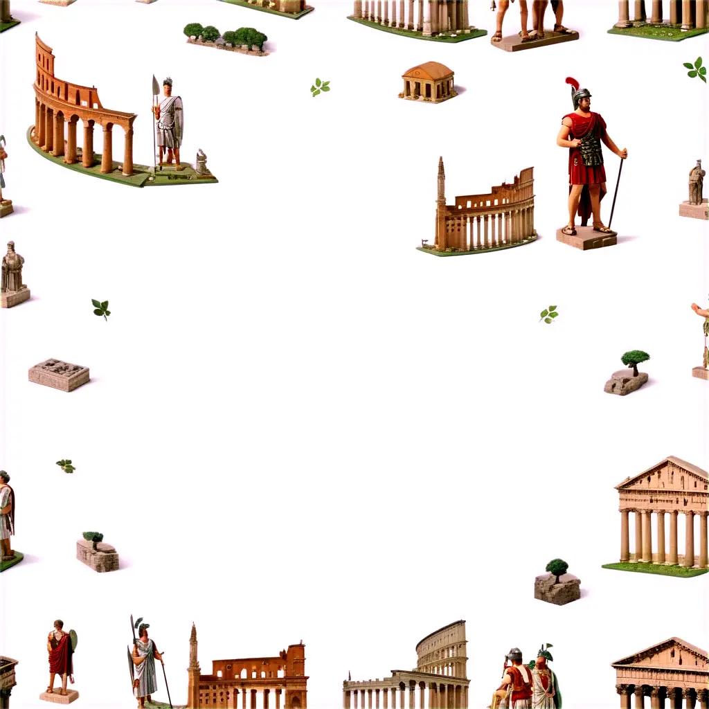 Roman Empire toys on a white background