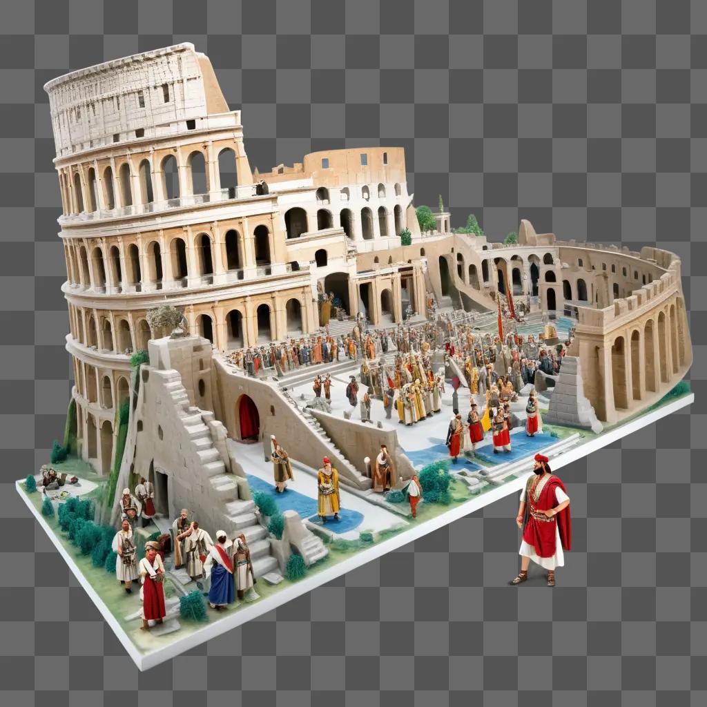 Roman replica of the Coliseum with people inside