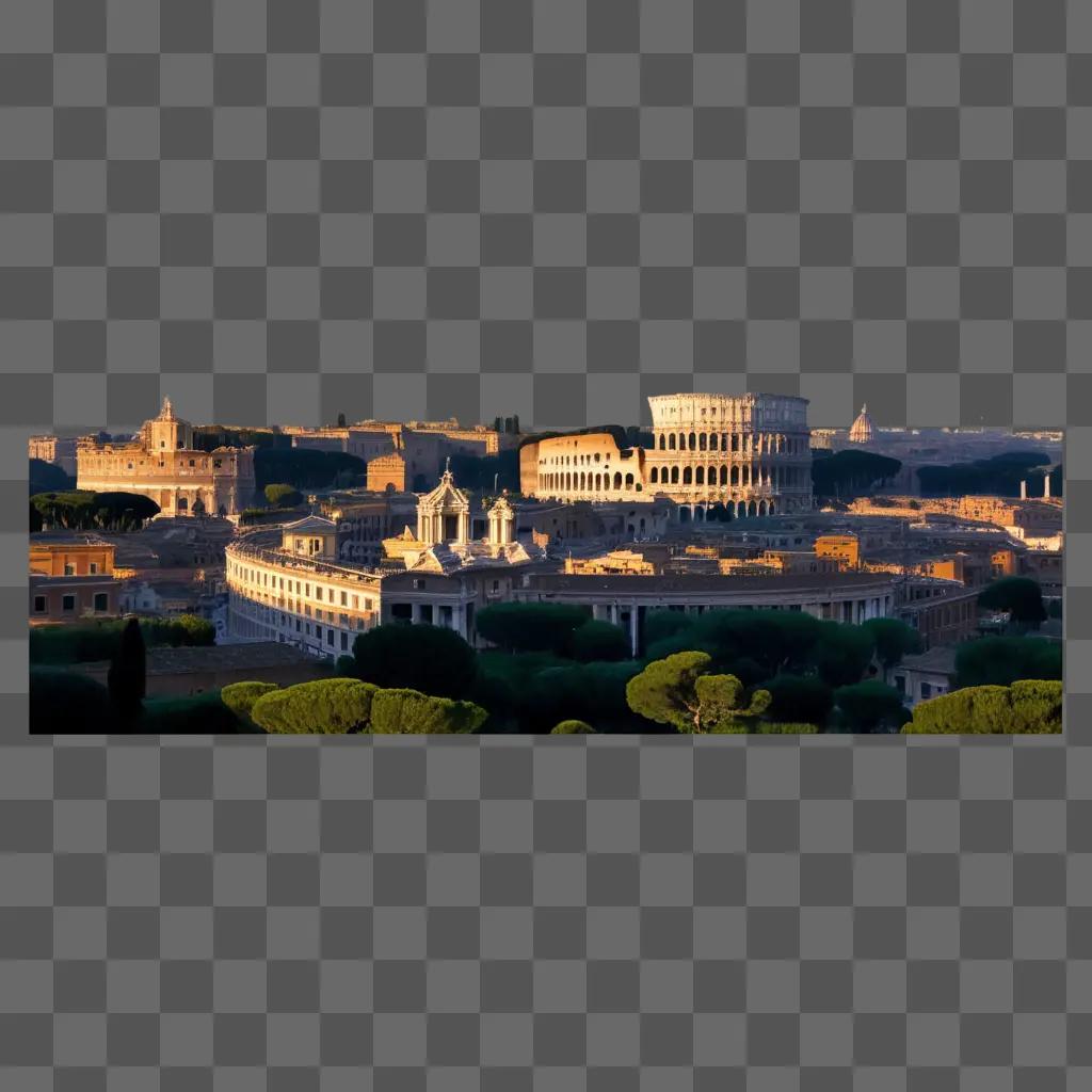 Romes Coliseum seen from a distance