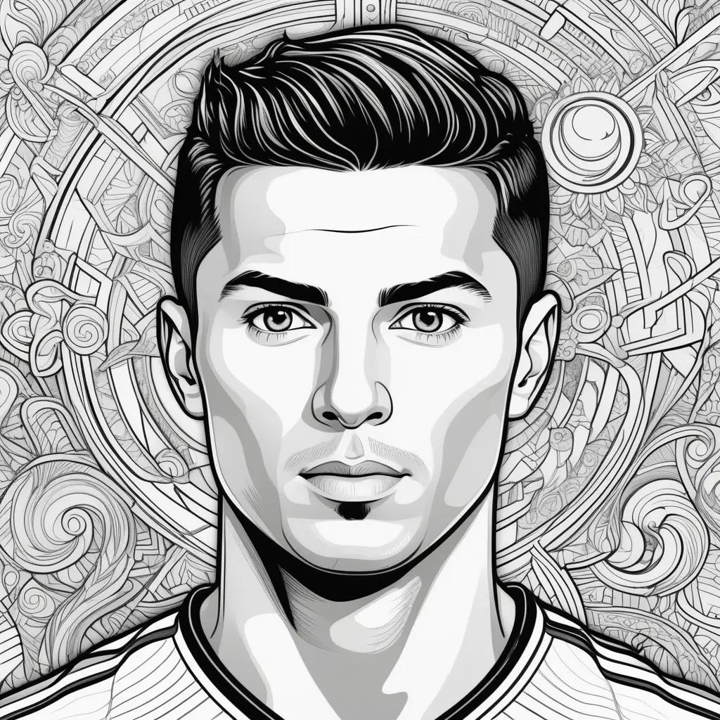 Ronaldo coloring page with a man and a circle