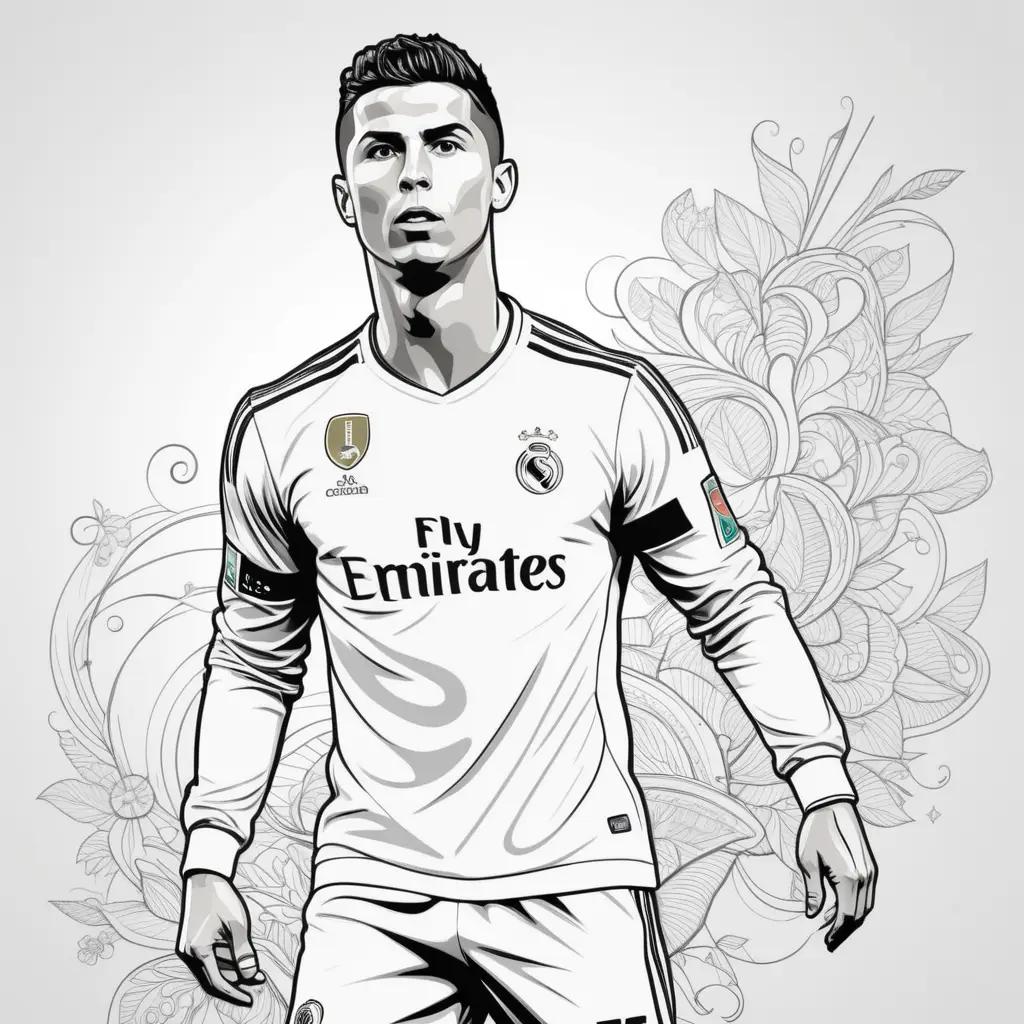 Ronaldo coloring pages with a flying logo