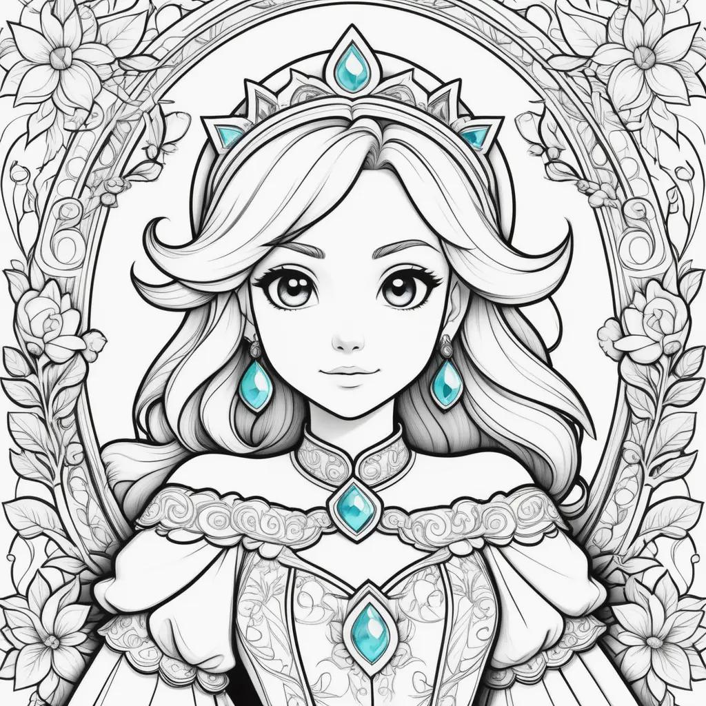 Rosalina Coloring Pages: Princess, Crown, Earrings