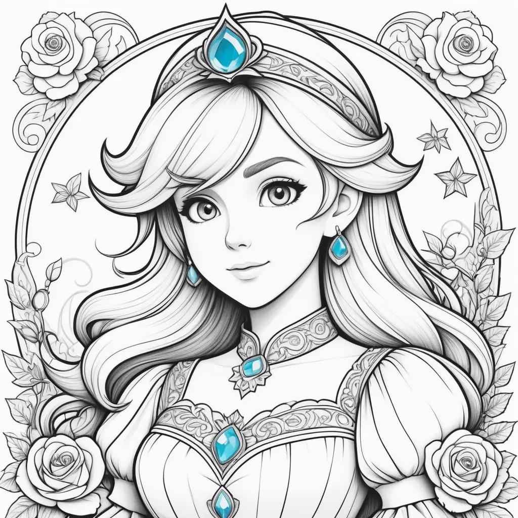 Rosalina Coloring Pages with a Rose Design