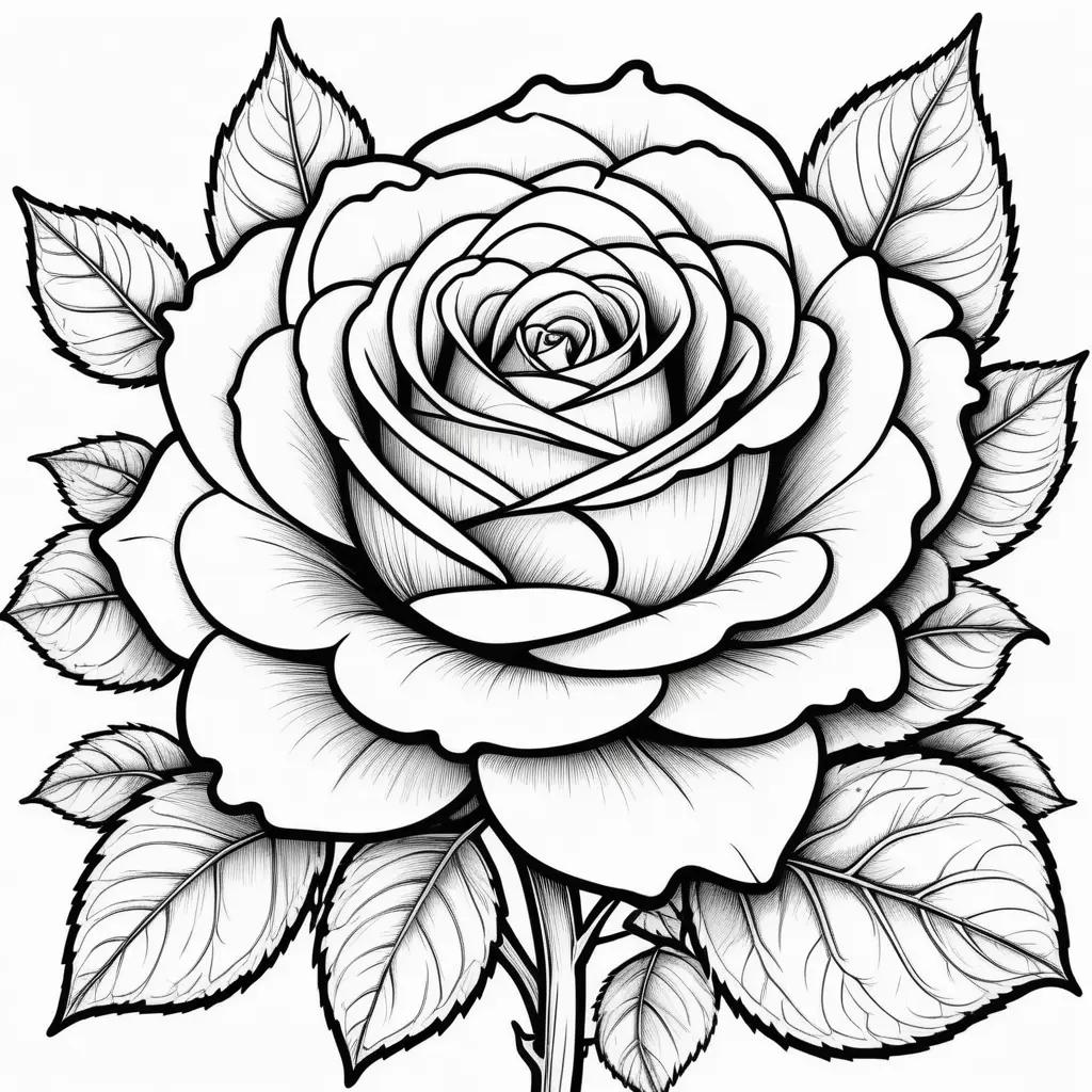 Rose Coloring Page: A simple black and white rose coloring page