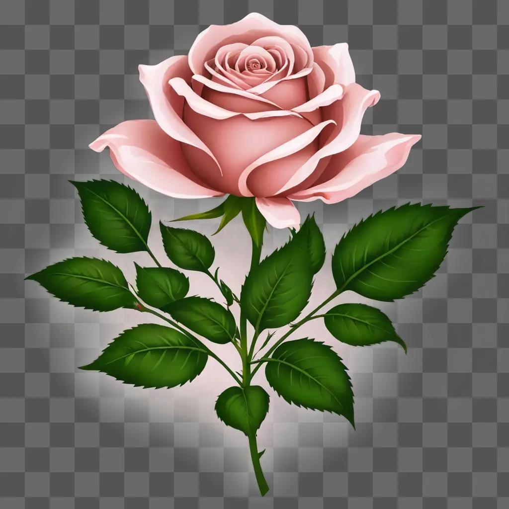 Rose flower drawing on green background