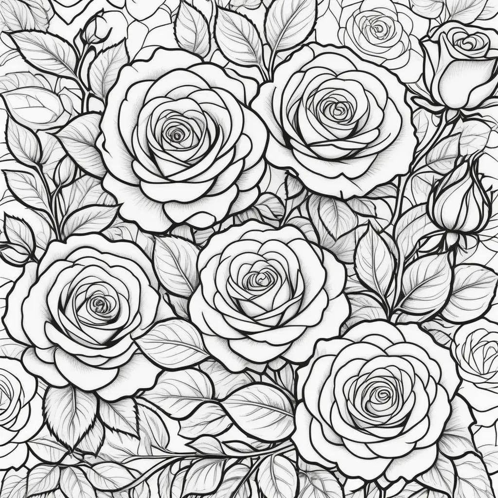 Roses in color pages fill the background