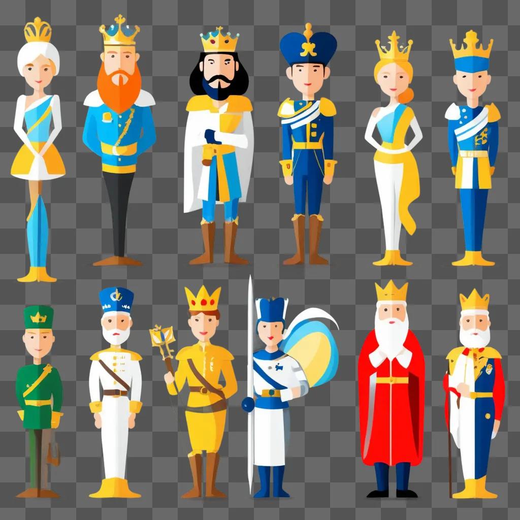 Royalty free clipart of kings and queens