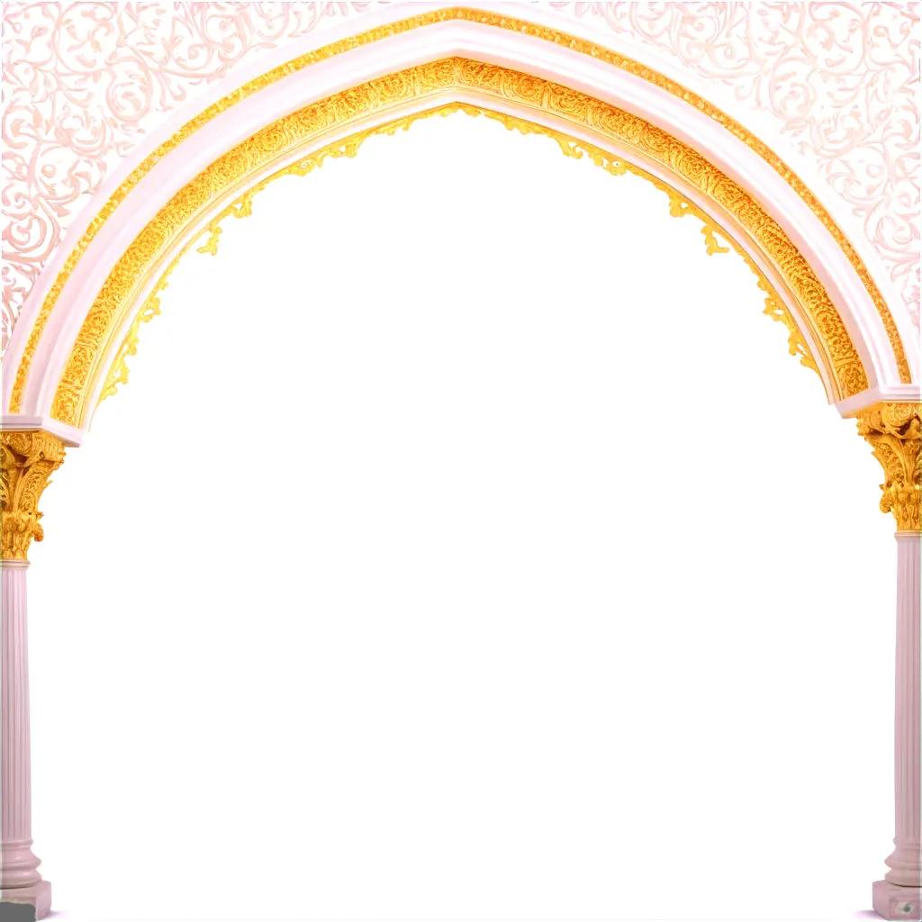 Royalty free image of a white arch with gold decorations