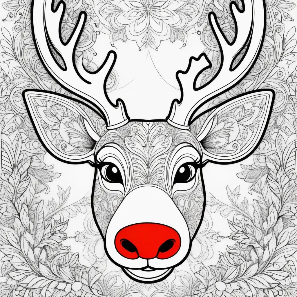 Rudolph the red nosed reindeer coloring page with intricate details