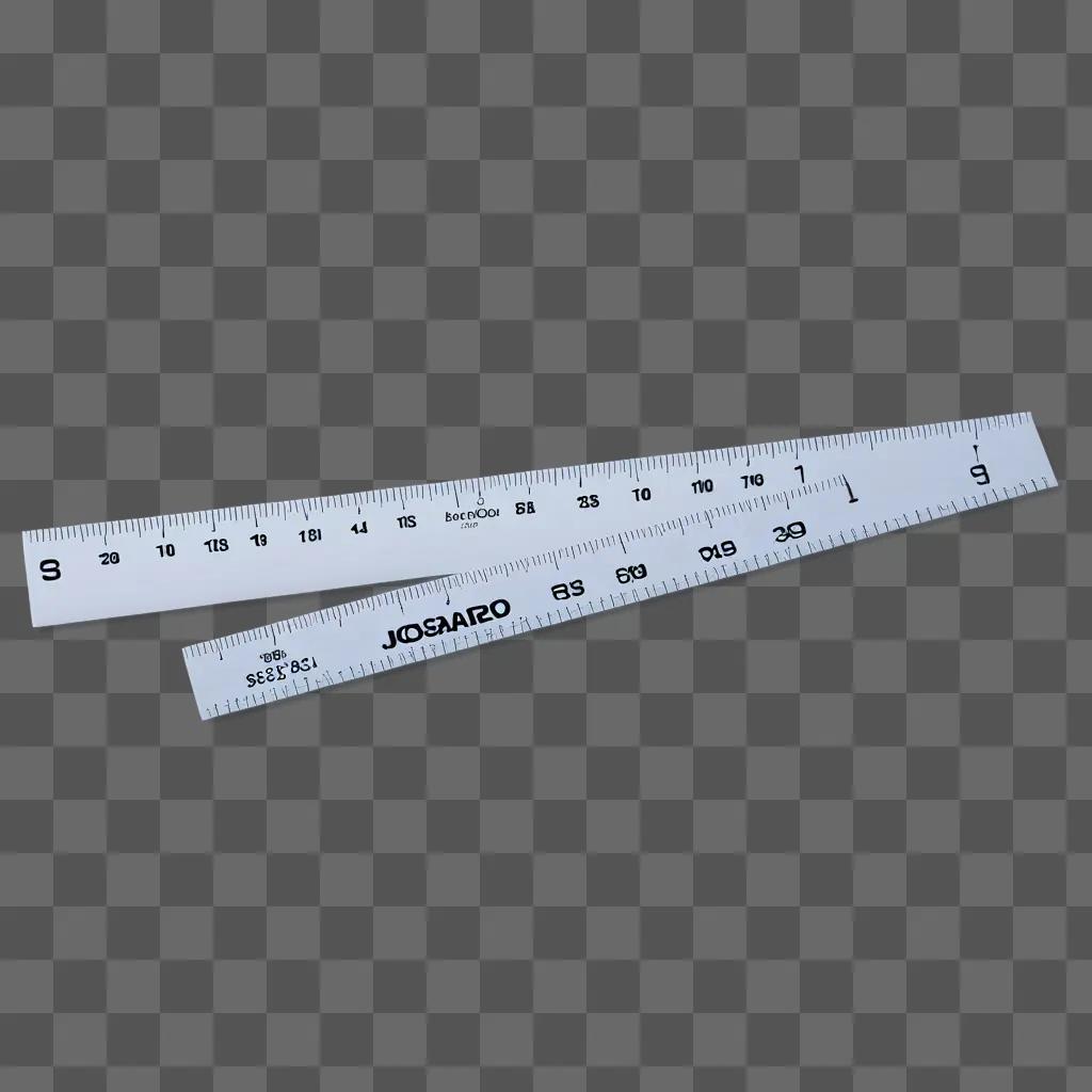 Ruler with transparent handles and white markings