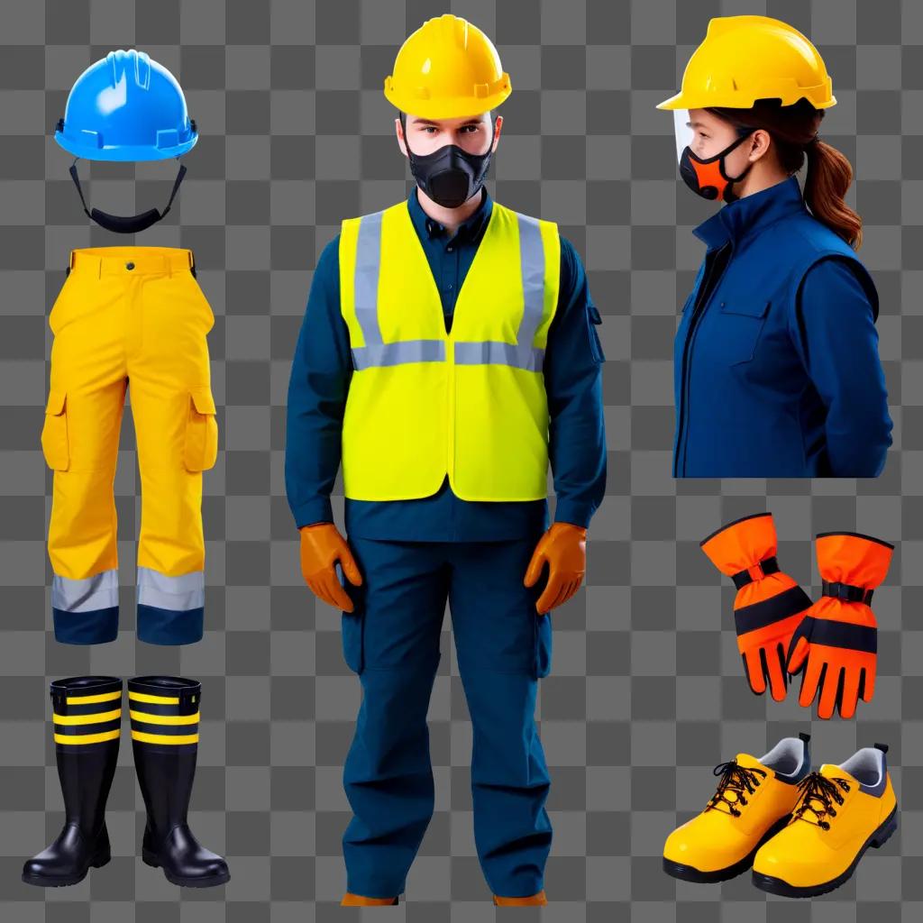 Safety clipart shows a worker in a hard hat and a mask