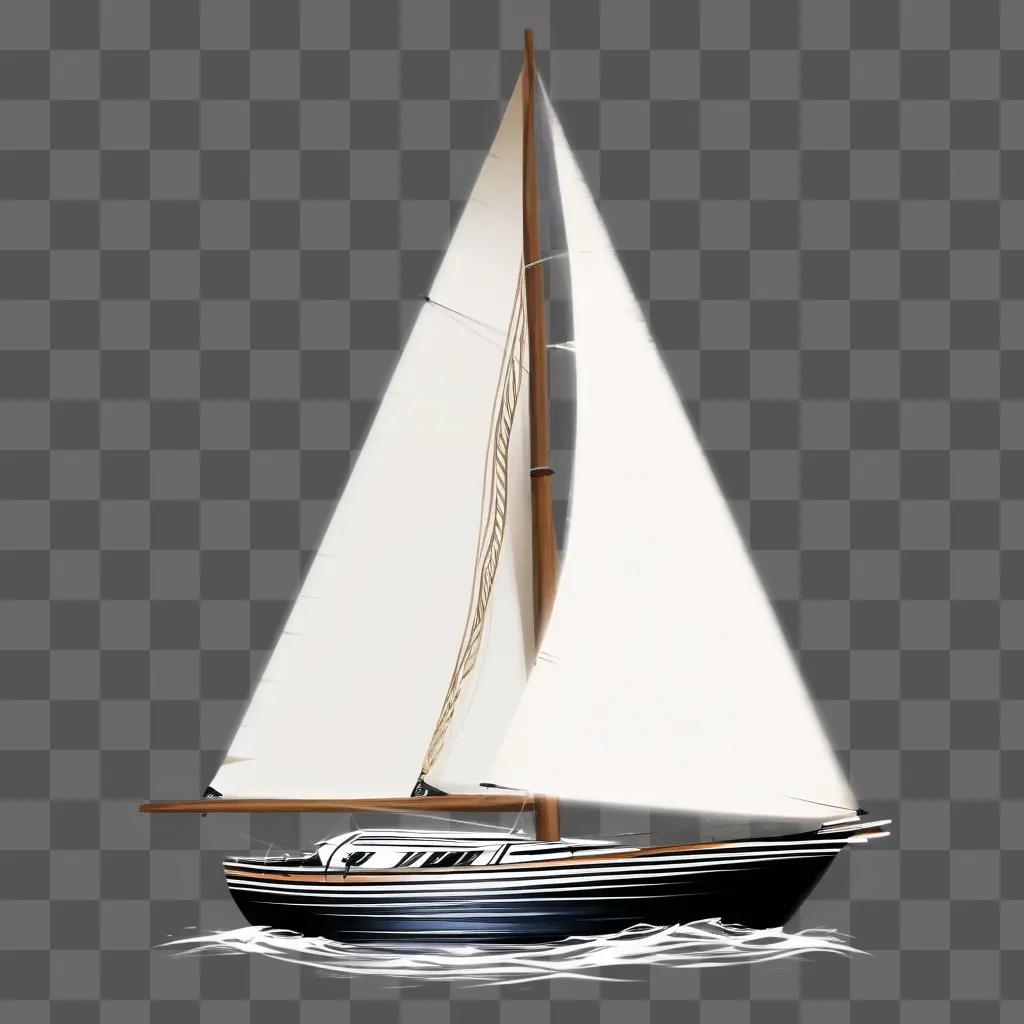 水上のヨットの帆船のクリップアート