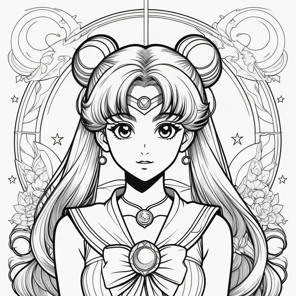 Sailor Moon coloring pages with a girl in a sailor suit