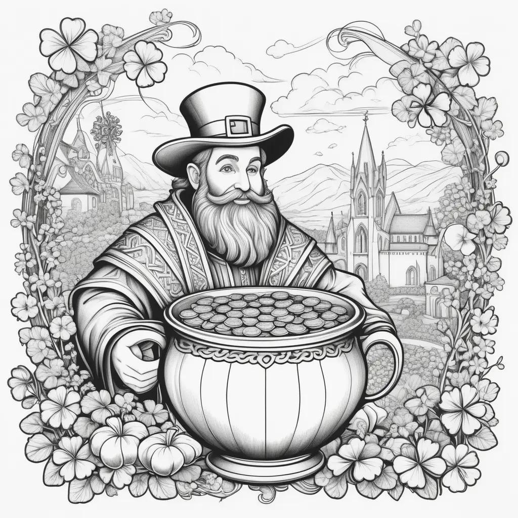 Saint Patricks Day coloring pages: colorful pot of gold