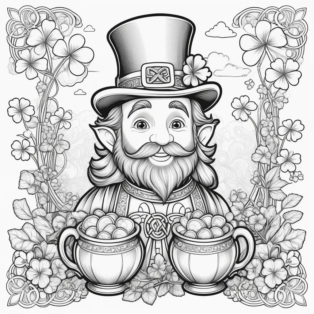 Saint Patricks Day coloring pages featuring a man with a hat and a beard