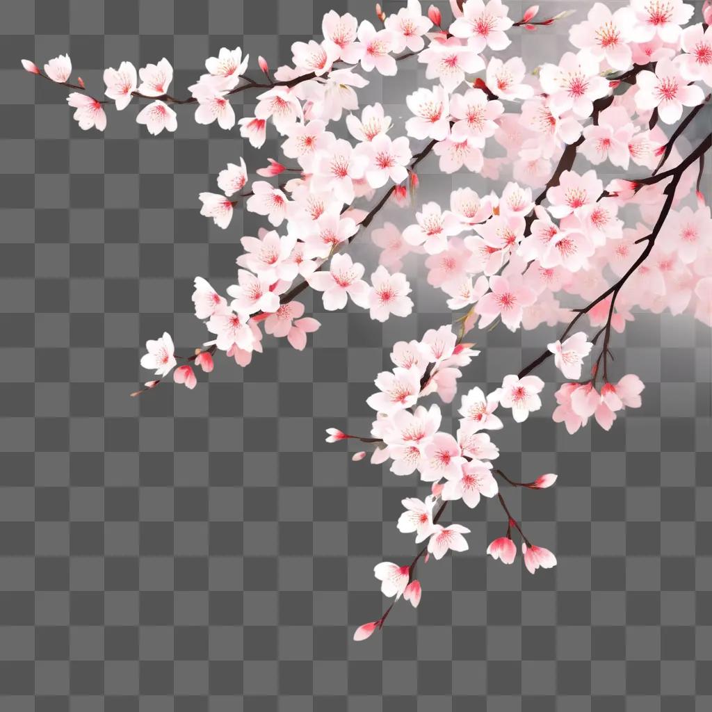 Sakura blossom in pink and white