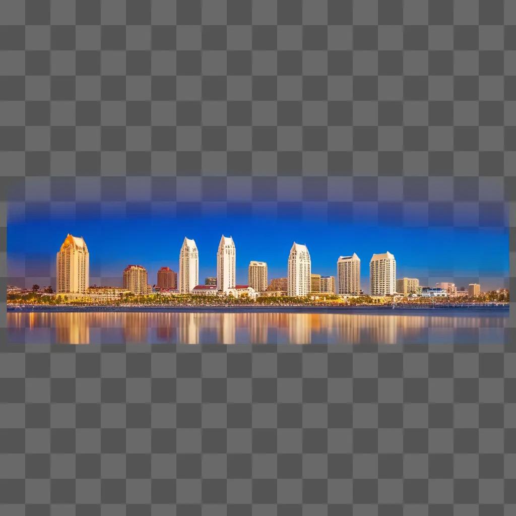 San Diego cityscape with a blue sky and a long skyline