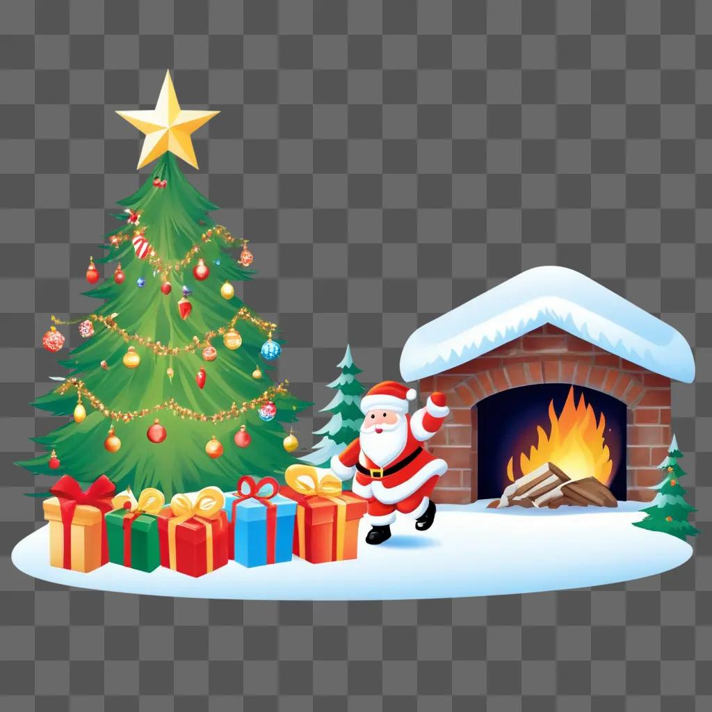 Santa Claus and presents in Christmas background clipart