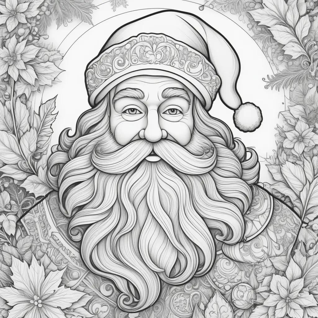 Santa Claus coloring page featuring a beard and a hat