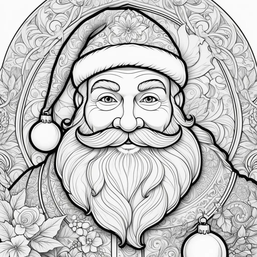 Santa Claus coloring page with a beard and mustache