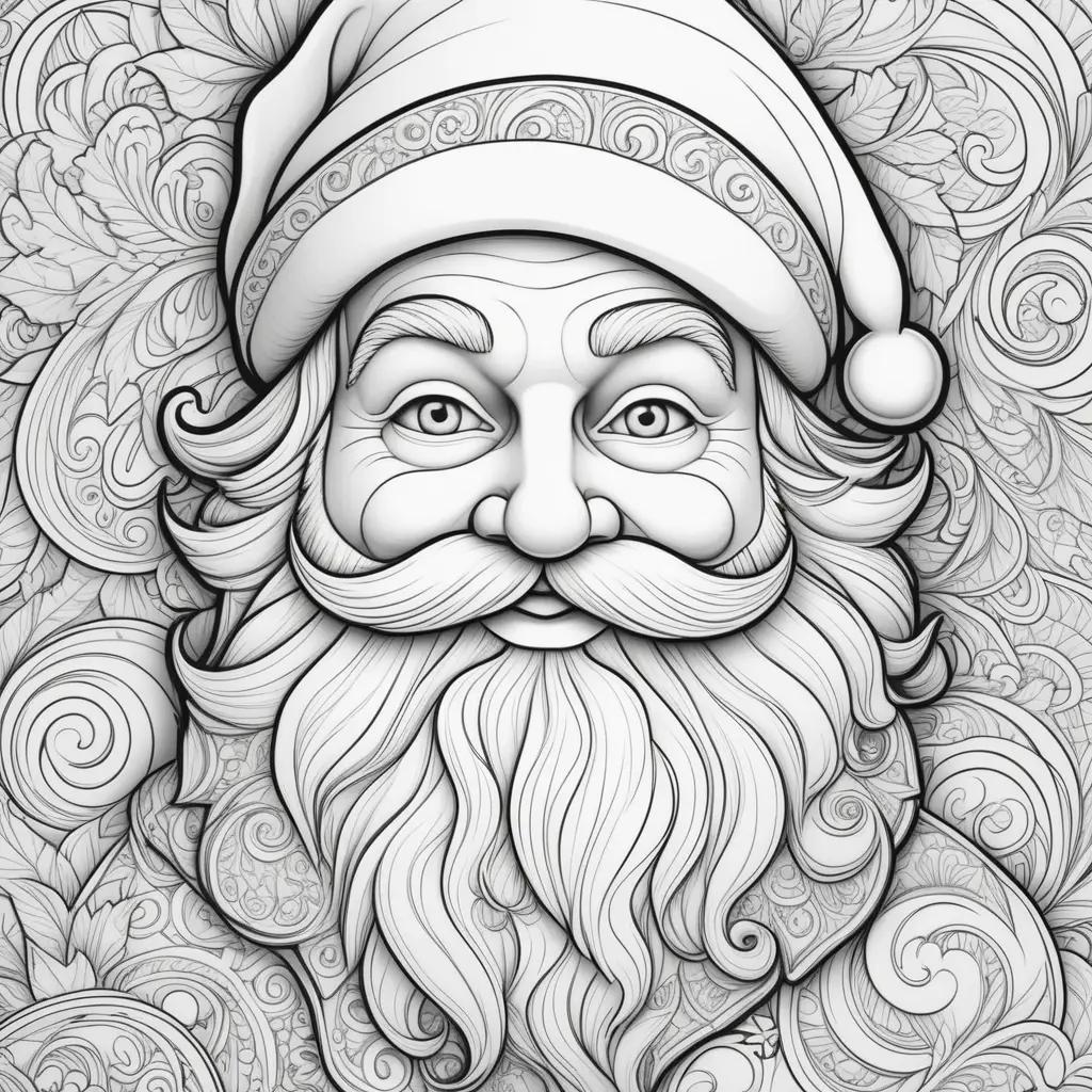 Santa Claus coloring page with a black and white illustration