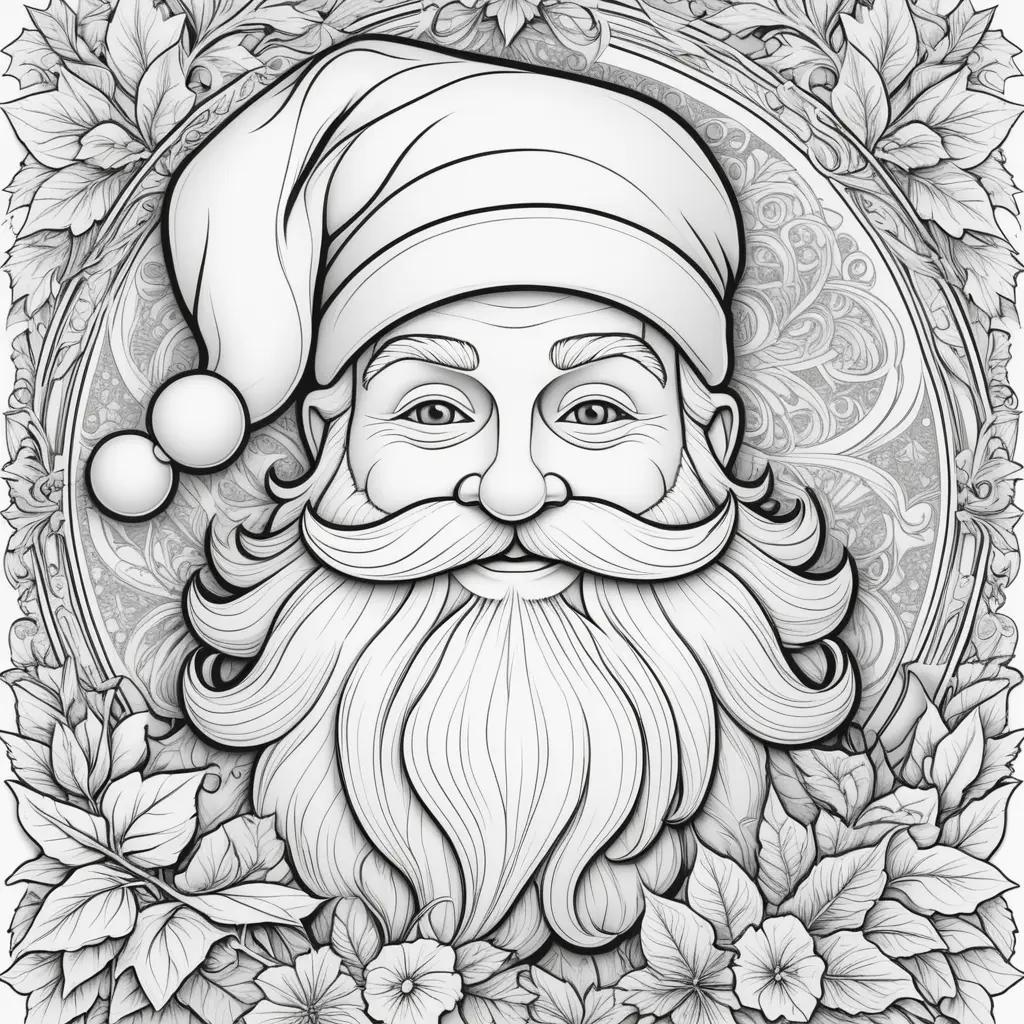 Santa Claus coloring pages with a beard and a hat