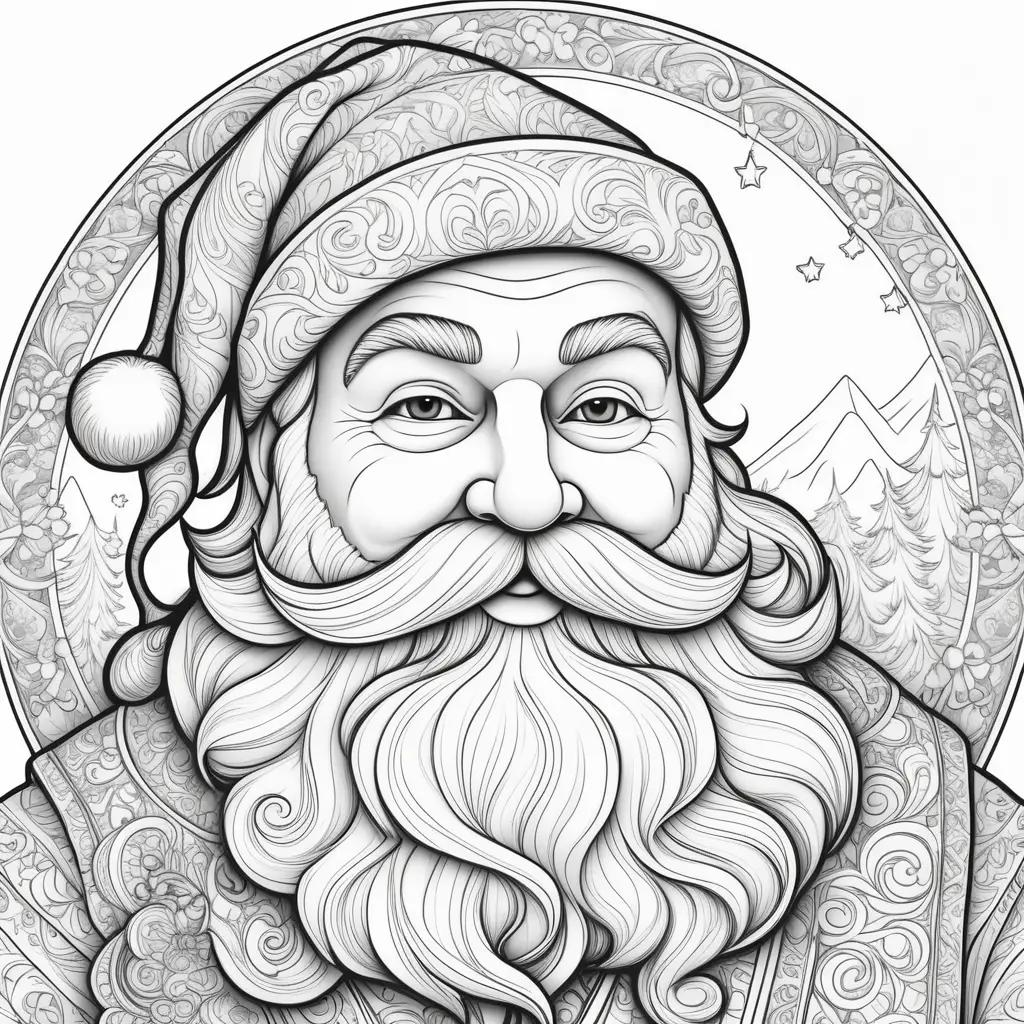 Santa Claus coloring pages with detailed design