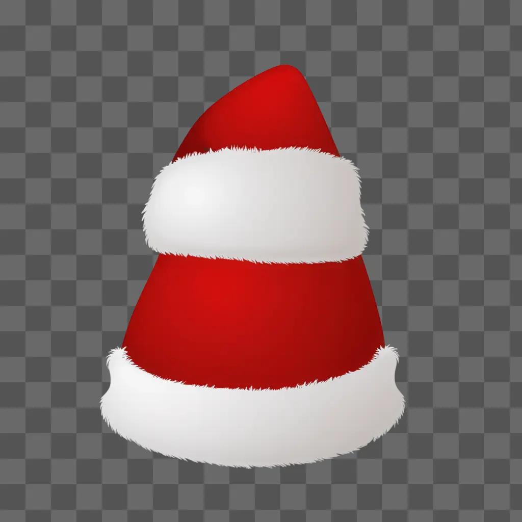 Santa Claus hat is made of fur and sits on a red background