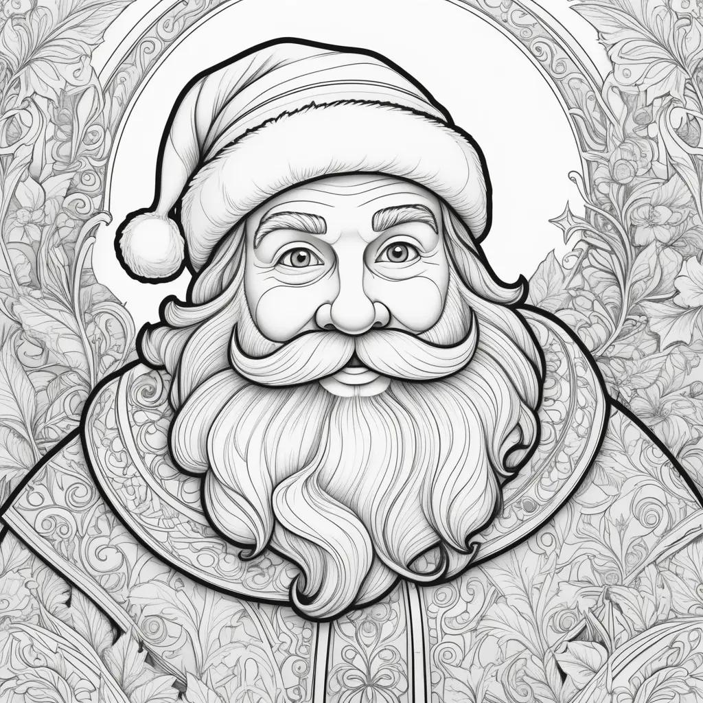 Santa Clause Coloring Page with detailed facial features