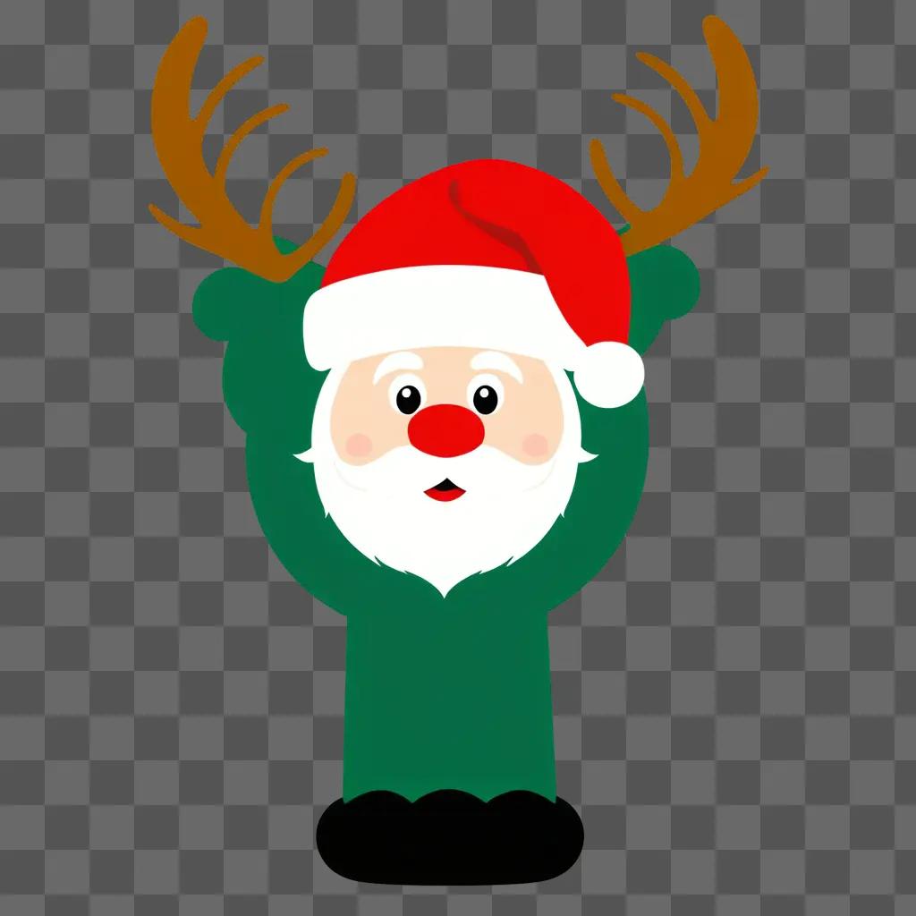 Santa Hat Clipart Christmas Reindeer with Red Nose