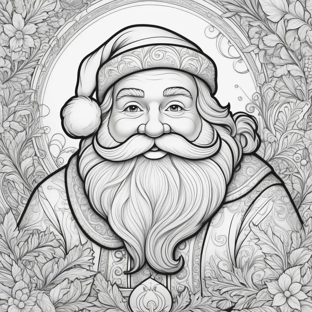 Santa coloring pages with Christmas designs