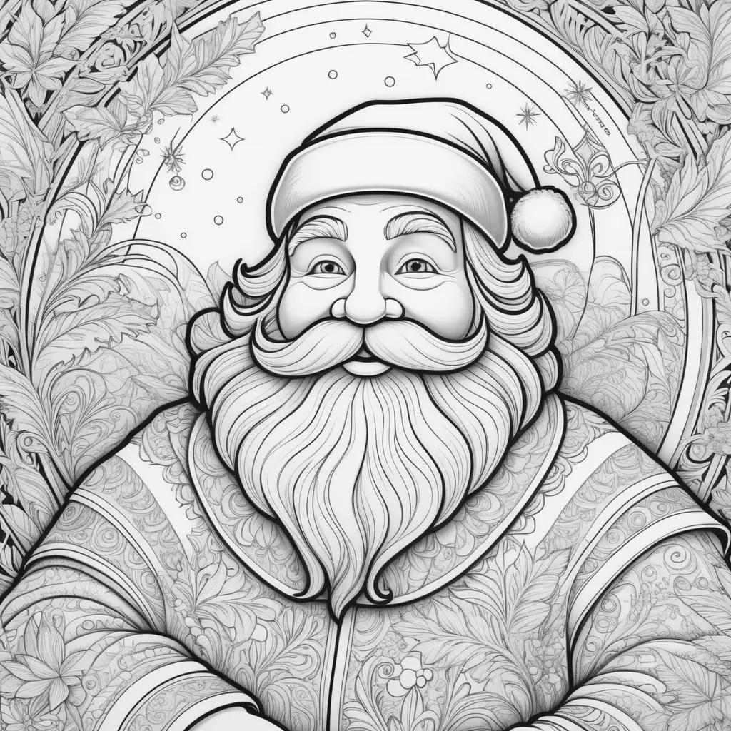 Santa coloring pages with white lines