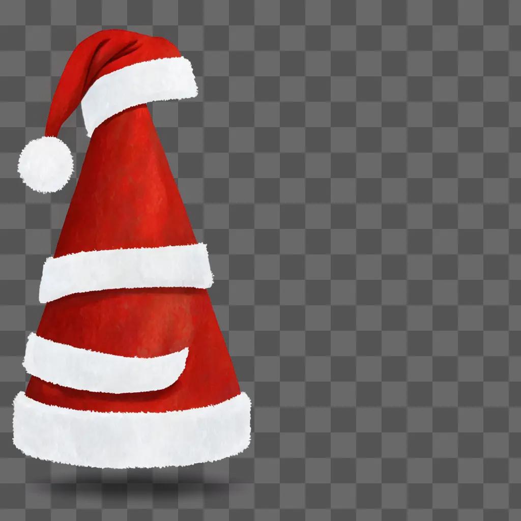 Santa hat illustrated with white pom pom on top