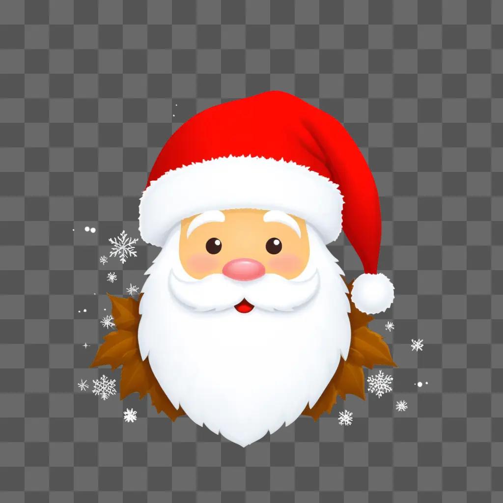 Santa hat is drawn on the face of a Santa Claus