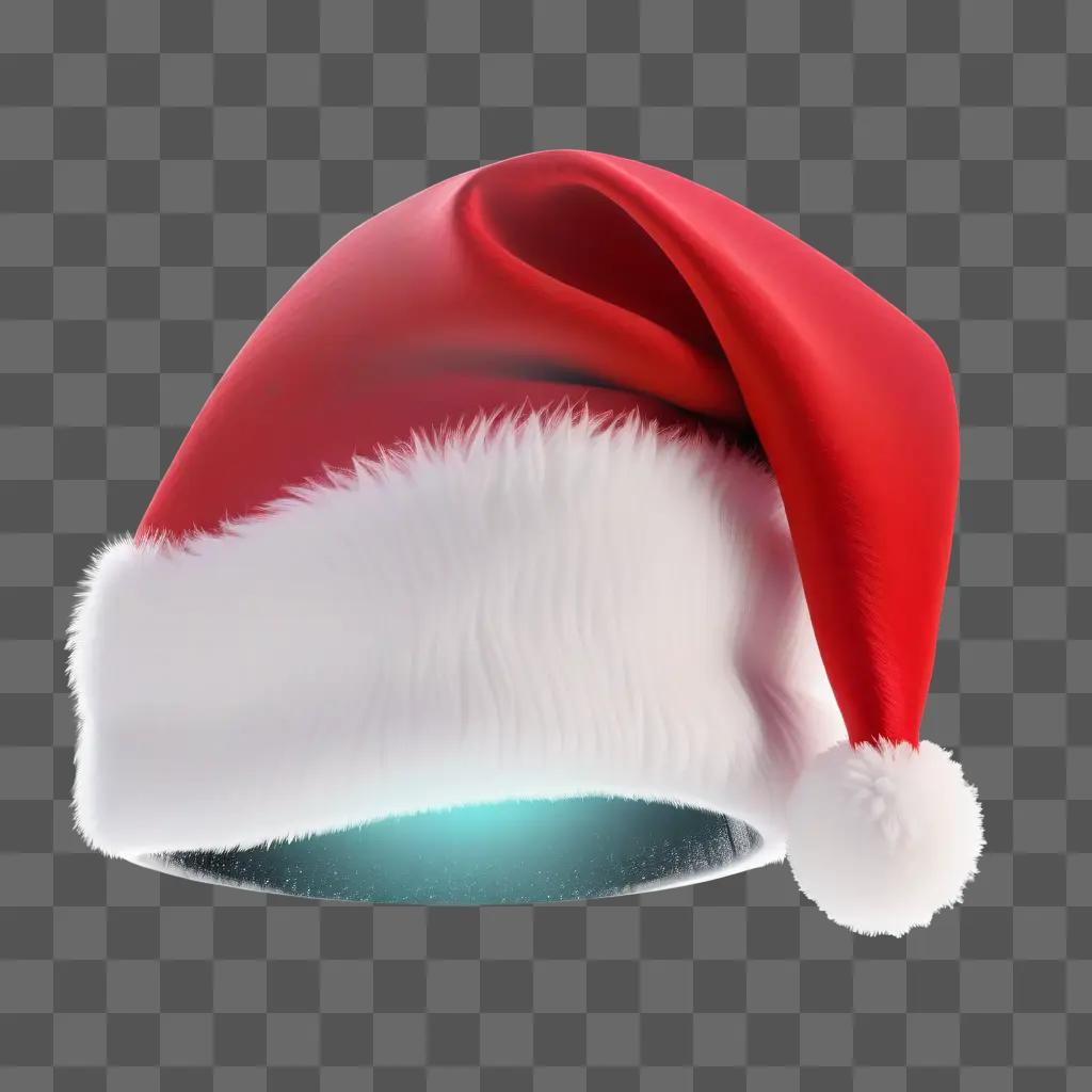 Santa hat with a white pom-pom is transparent