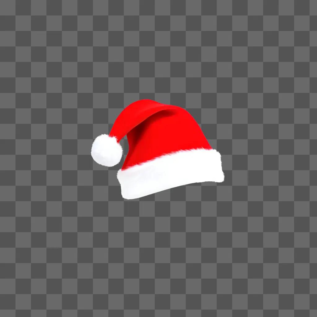 Santa hat with a white pom pom is transparent