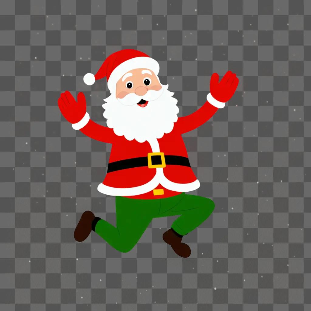 Santa jumps in funny Christmas background